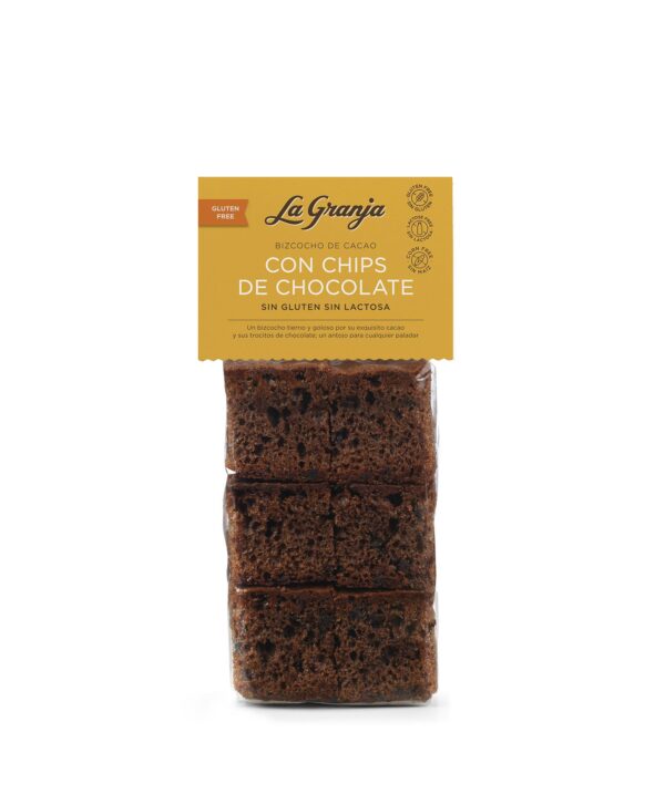 Bizcocho de Cacao con Chips de Chocolate Sin Glúten y Sin Lactosa- 350 g- LA GRANJA